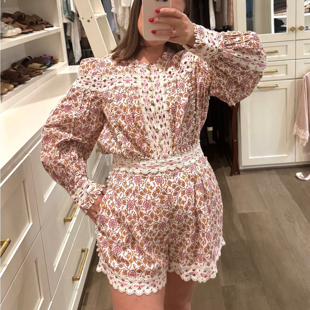 Rahi Floral Lace Trim Shorts and Blouse Set